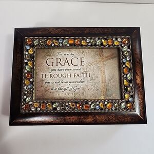 Wooden Jewelry/ Keepsake/Grief- Music Box Plays Amazing Grace